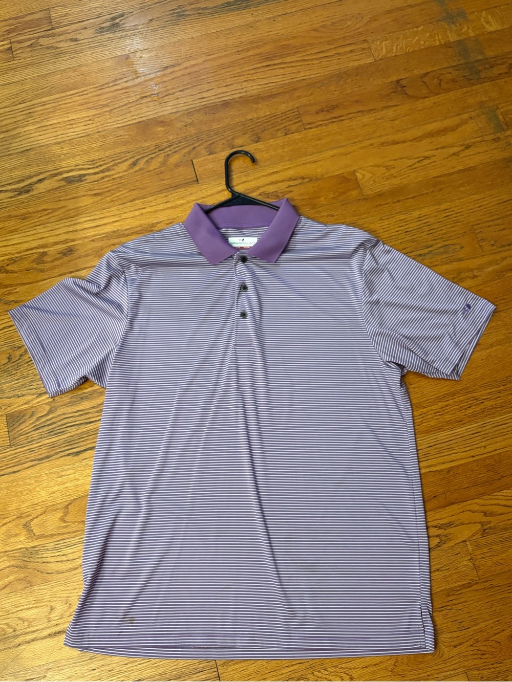 Grand Slam Light Purple Striped Polo with Solid Collar